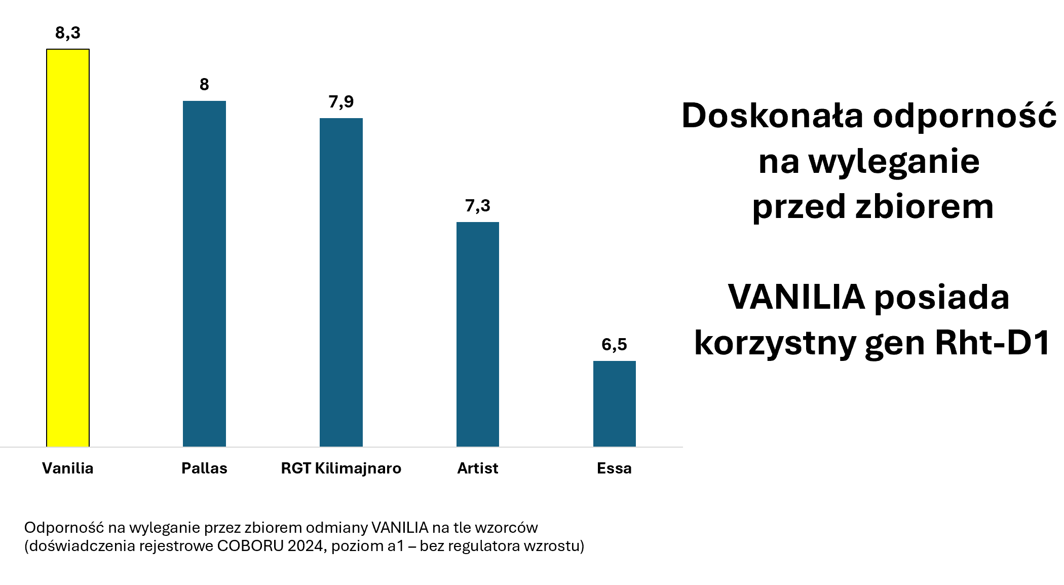 Odporność pszenicy ozimej Vanilia na wyleganie