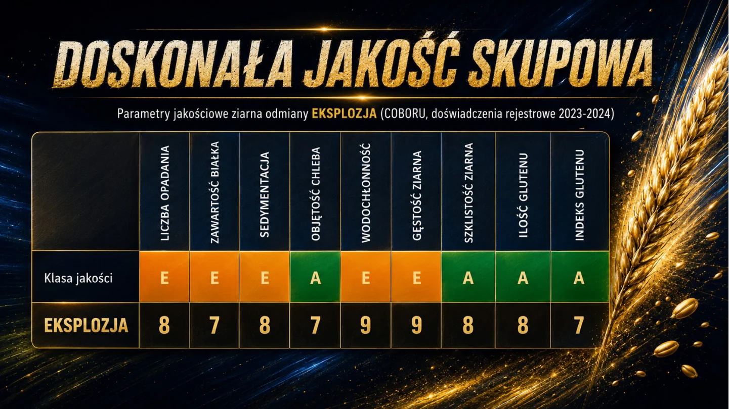 Tabela jakościowa odmiany Eksplozja w premium stylistyce prezentacji